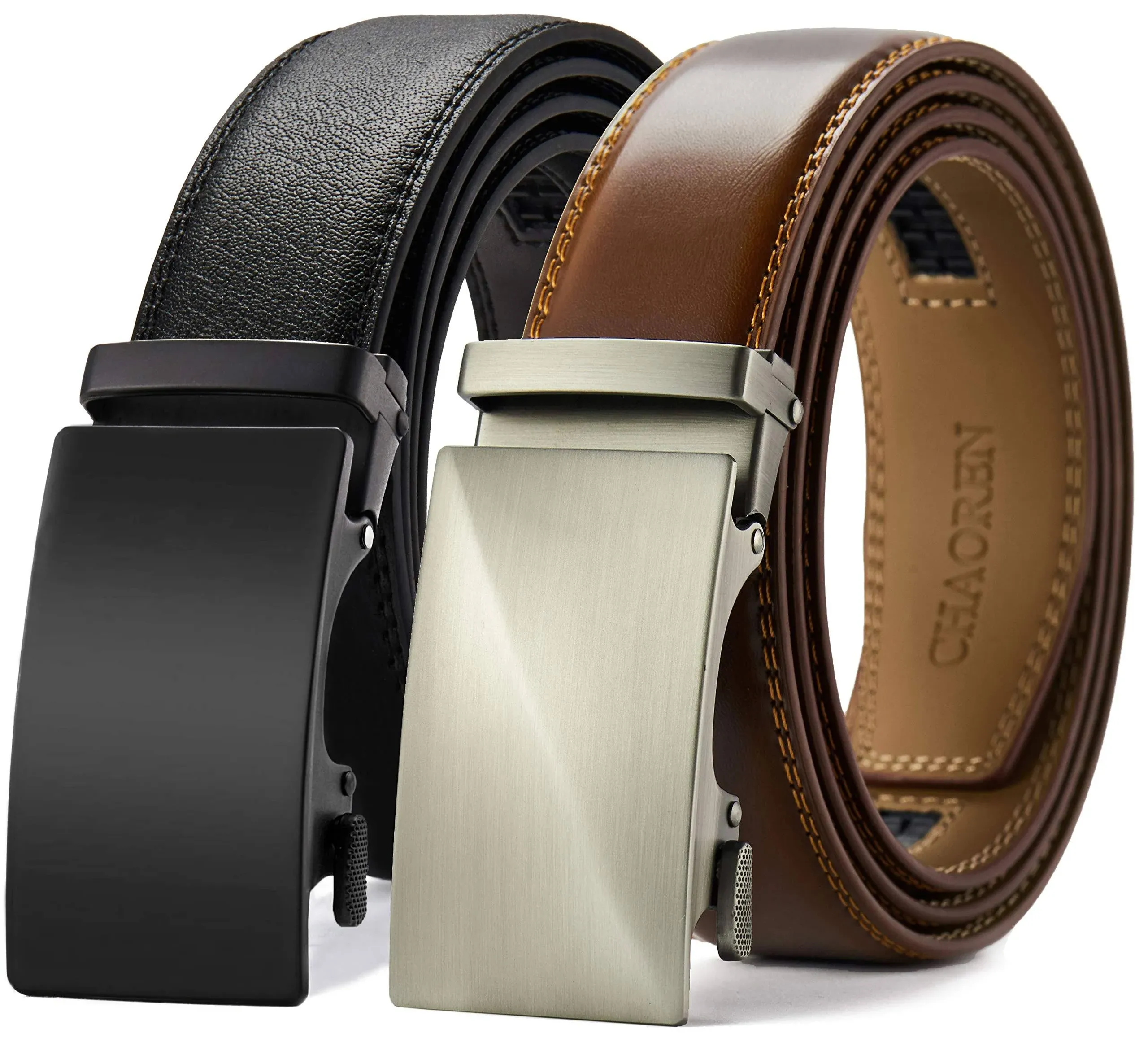 CHAOREN Leather Ratchet Belt Men 2 Pack