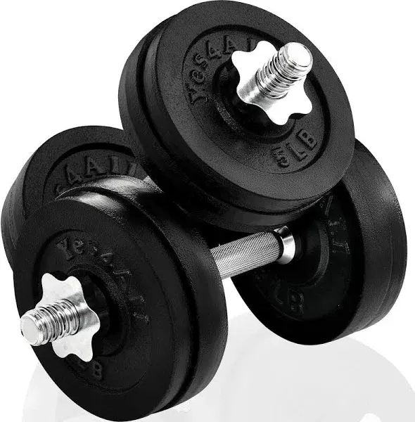 Yes4all 60 lbs Adjustable Cast Iron Dumbbells - Black