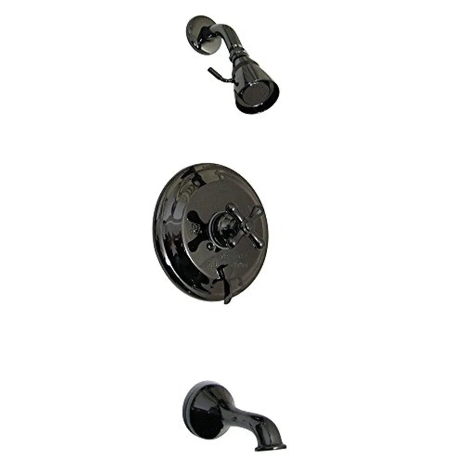 Kingston Brass Water Onyx NB36300AX Pressure Balanced Tub & Shower faucet with Metal Cross Handle and Vintage Spout