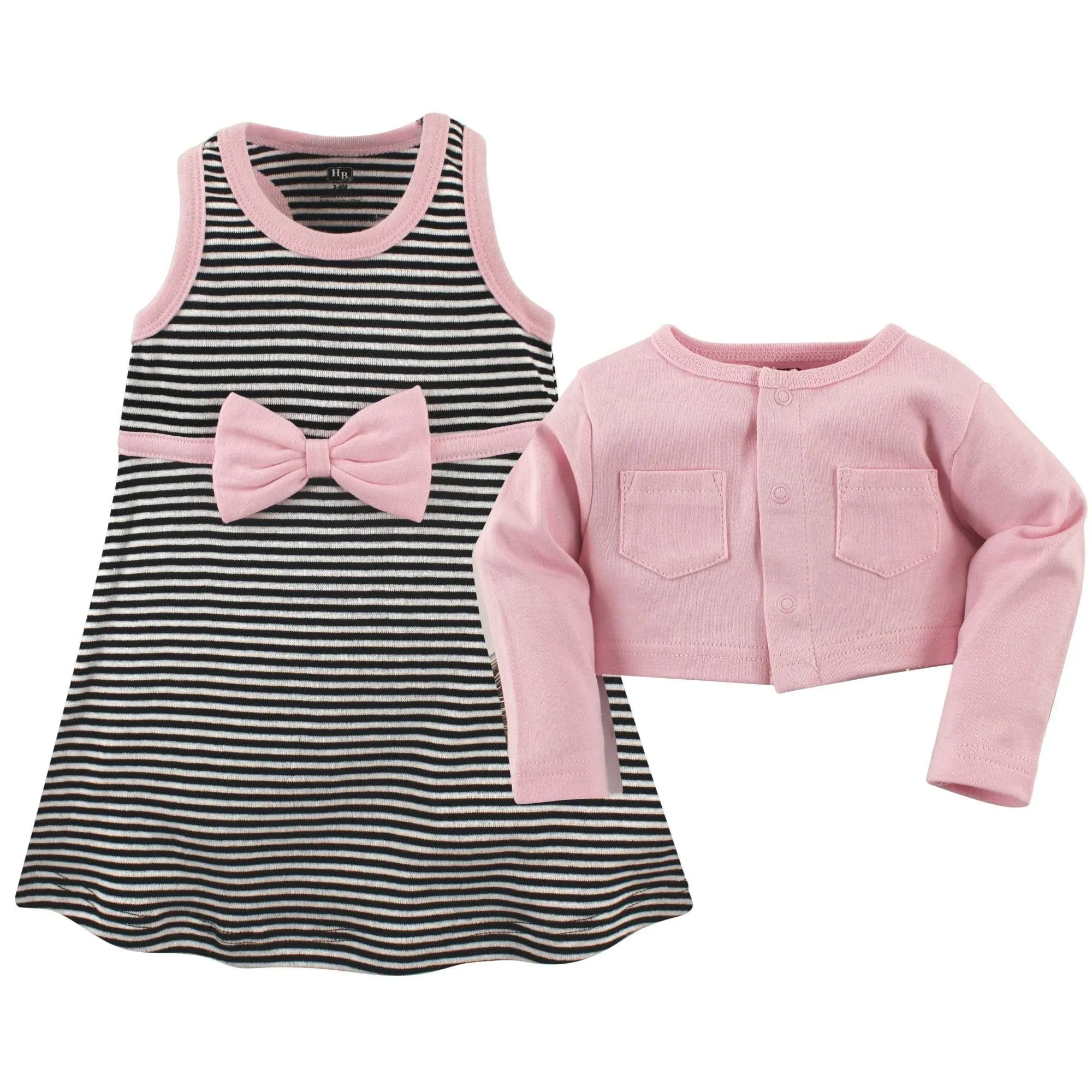 Hudson Baby Baby Girls' Cotton Dress and Cardigan Set