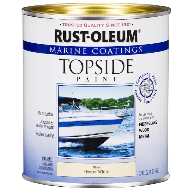 Rust-Oleum 207001 Marine Coatings Topside Paint, Quart, Oyster White 32 Fl Oz (Pack of 1)