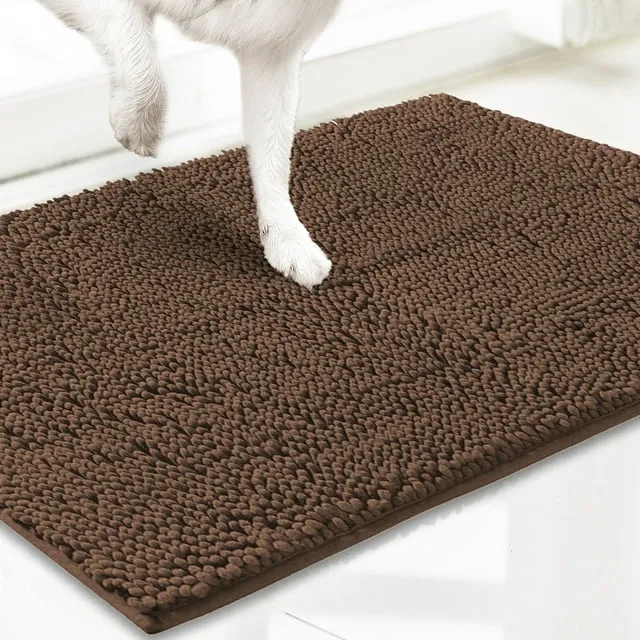 Muddy Mat® AS-SEEN-ON-TV Highly Absorbent Microfiber Door Mat and Pet Rug, Non Slip Thick Washable Area and Bath Mat Soft Chenille for Kitchen Bathroom Bedroom Indoor and Outdoor- Brown Medium 30"X19"