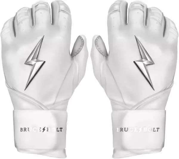 Bruce Bolt Adult Long Cuff Chrome Batting Gloves