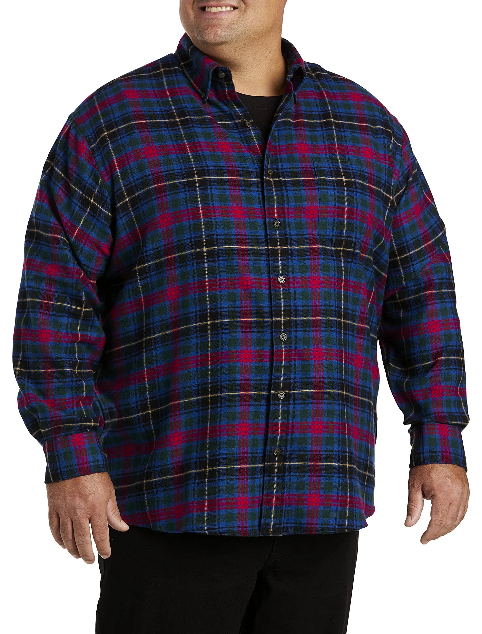 DXL Big + Tall Essentials Men's Big and Tall Plaid Flannel Sport Shirt