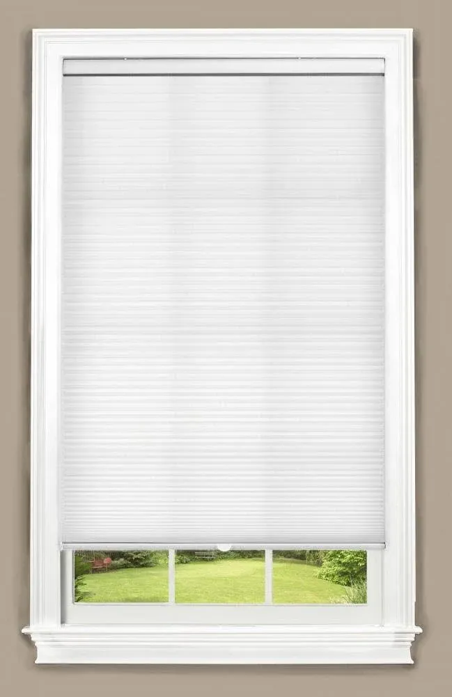 DEZ Furnishings Cordless 1" Light Filtering Cellular Shade, 30"W x 64"H, White