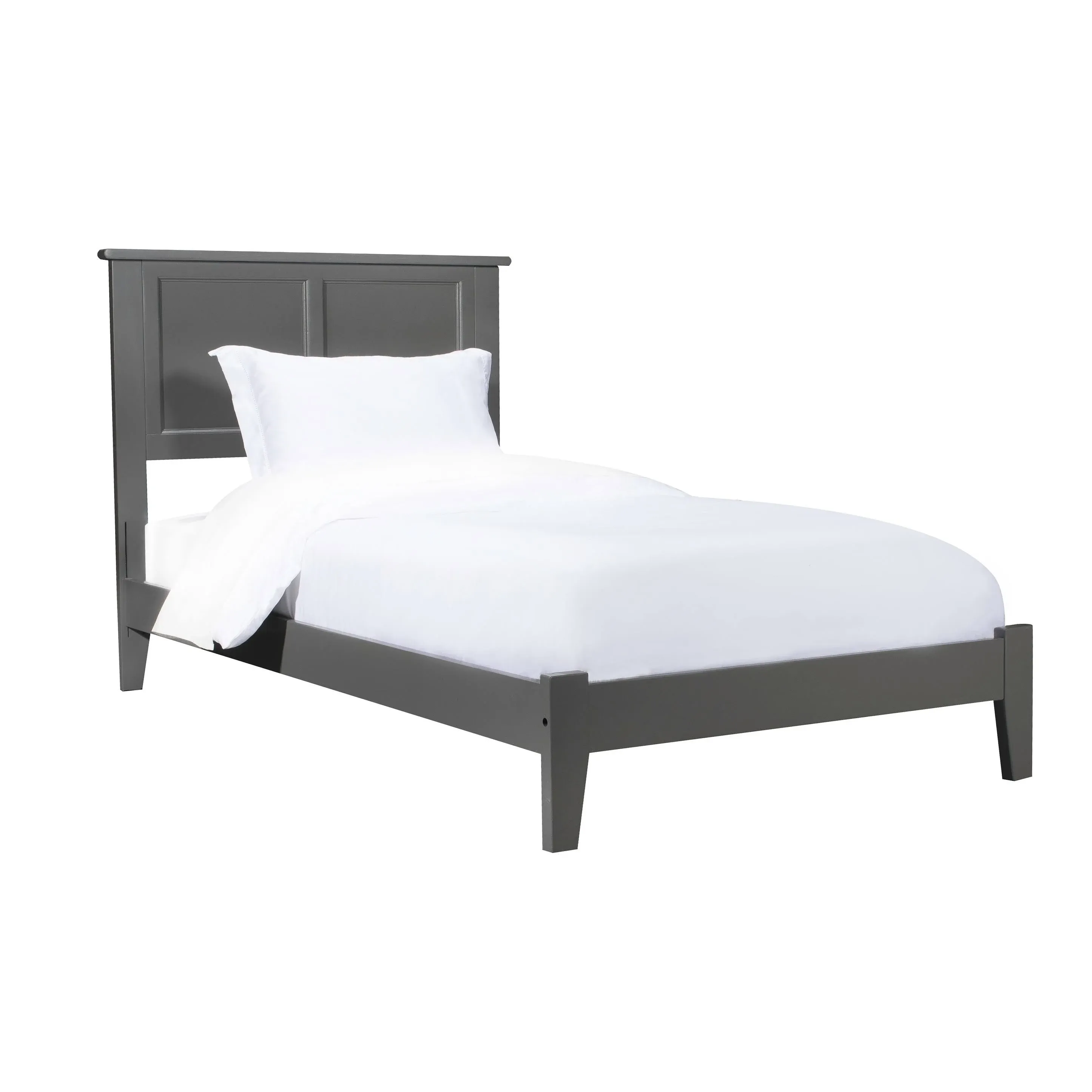 Madison Platform Bed with Open Foot Board, Gray, Twin XL