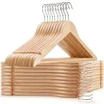 Amber Home Wooden Coat Hangers 20 Pack Natural Wood Suit Hangers with