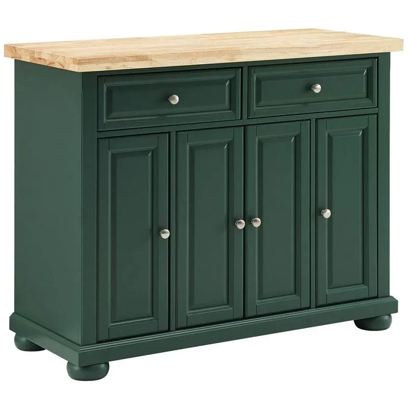 Pemberly Row Transitional Wood Kitchen Island Cart in Emerald Green