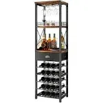 Homeiju Wine Rack Freestanding Floor, Bar Cabinet for Liquor and Glasses, 4-Tier Bar Cabinet with Tabletop