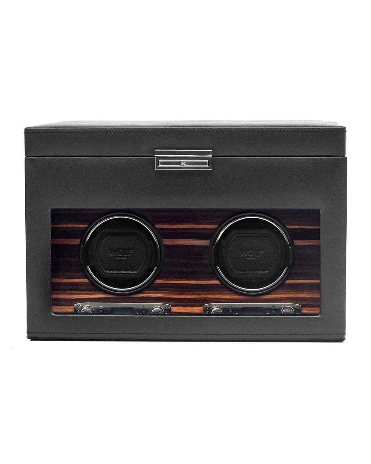 WOLF Roadster Black 2 Piece Watch Winder with Storage