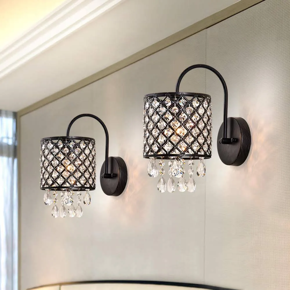 Crystal Wall Sconce Modern Indoor Wall Lamp Vanity Lighting Fixture With Lattice