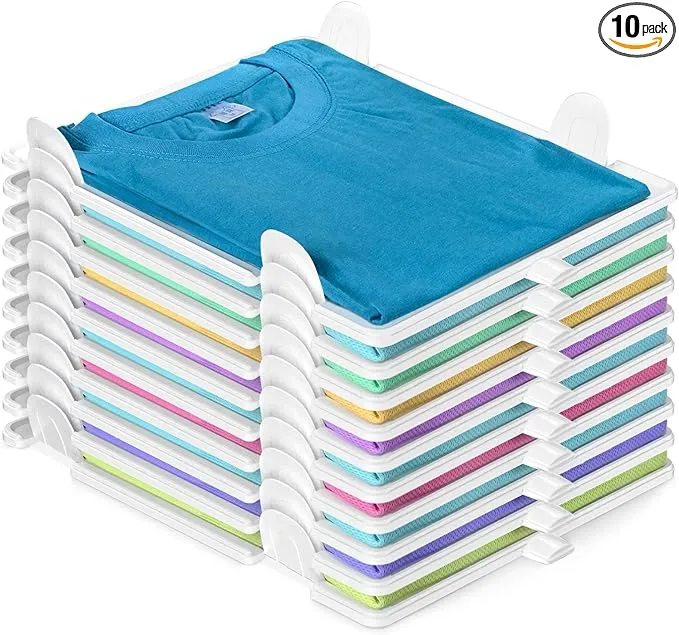 Accenter 10 Pack T Shirt Organizer Closet Organizer Durable Stackable Clothing Trays - Shirt Receipt Board Shirt Dividers File Organizer Clothes Organization System