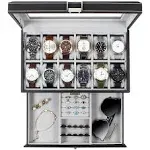 12-Slot Watch Case Black