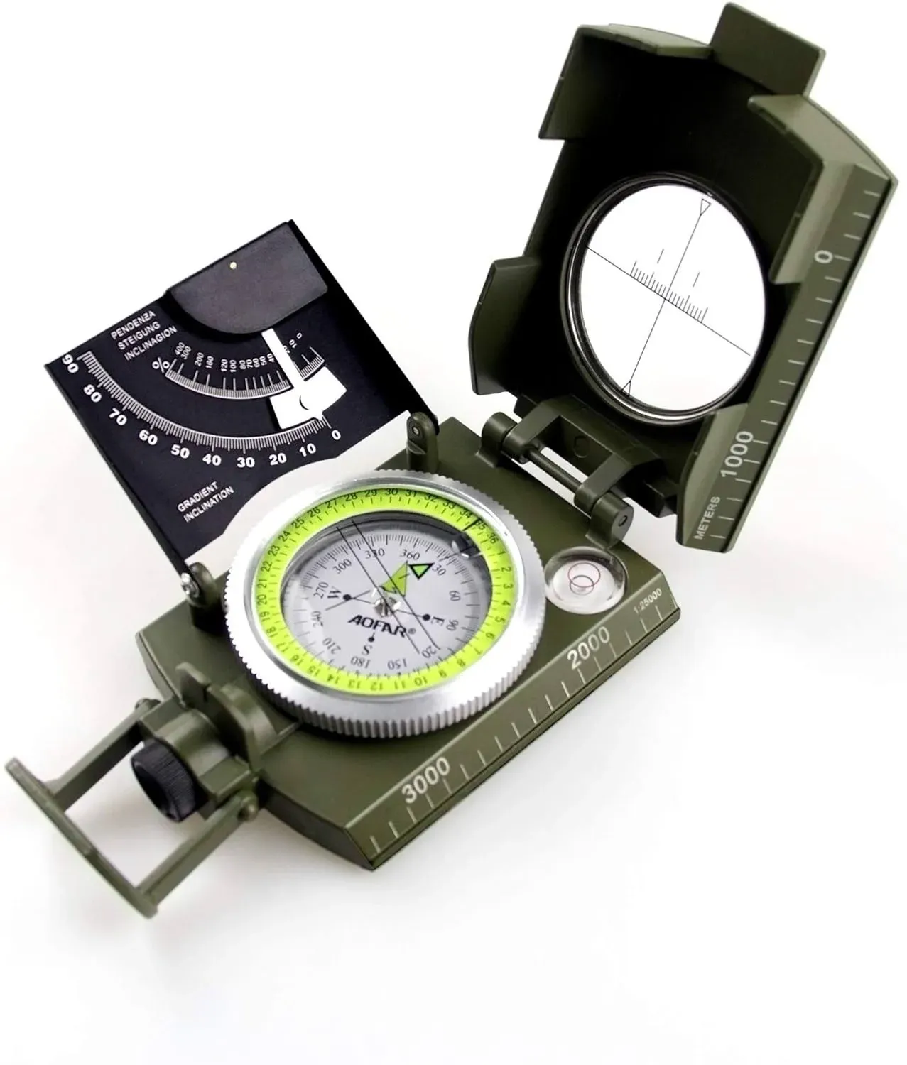 AOFAR Military Compass AF 4074 Hiking,Lensatic Sighting Waterproof,Durable,Inclinometer for Camping,Boy Scount