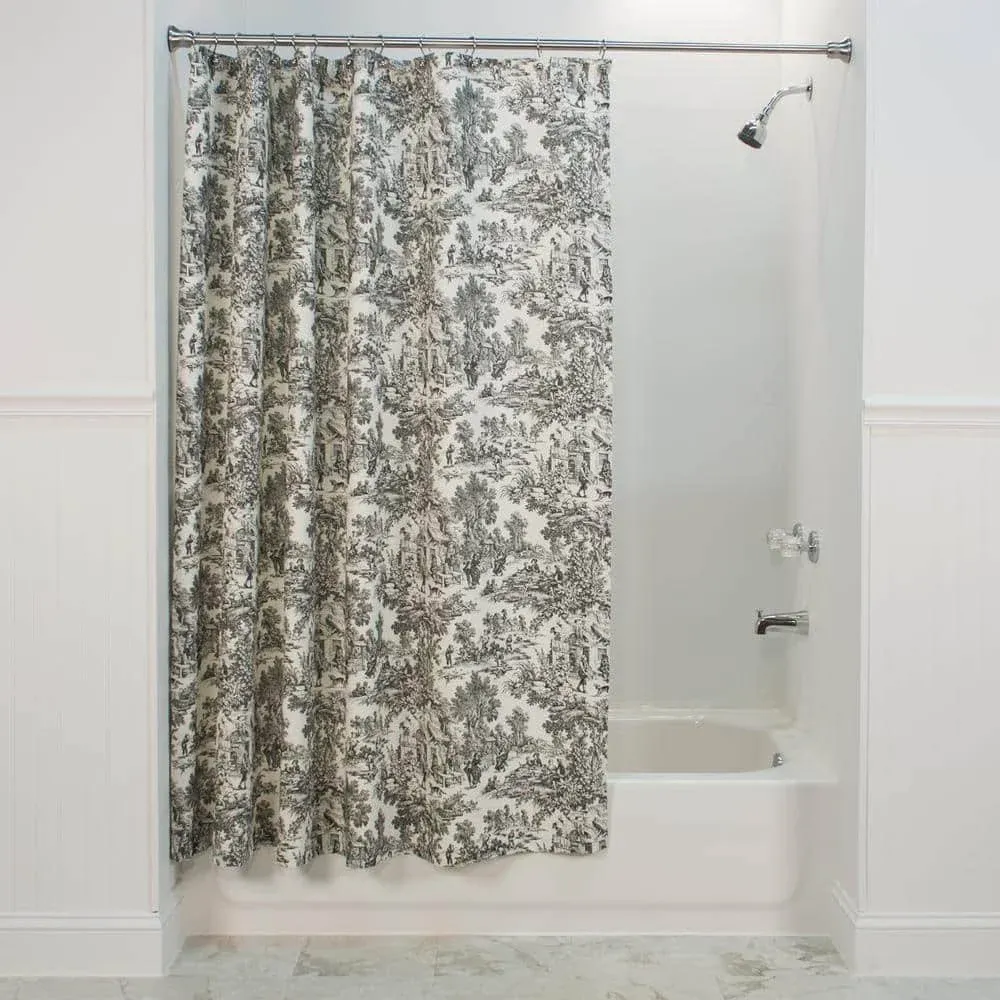 Victoria Park Toile Bathroom Shower Curtain Black