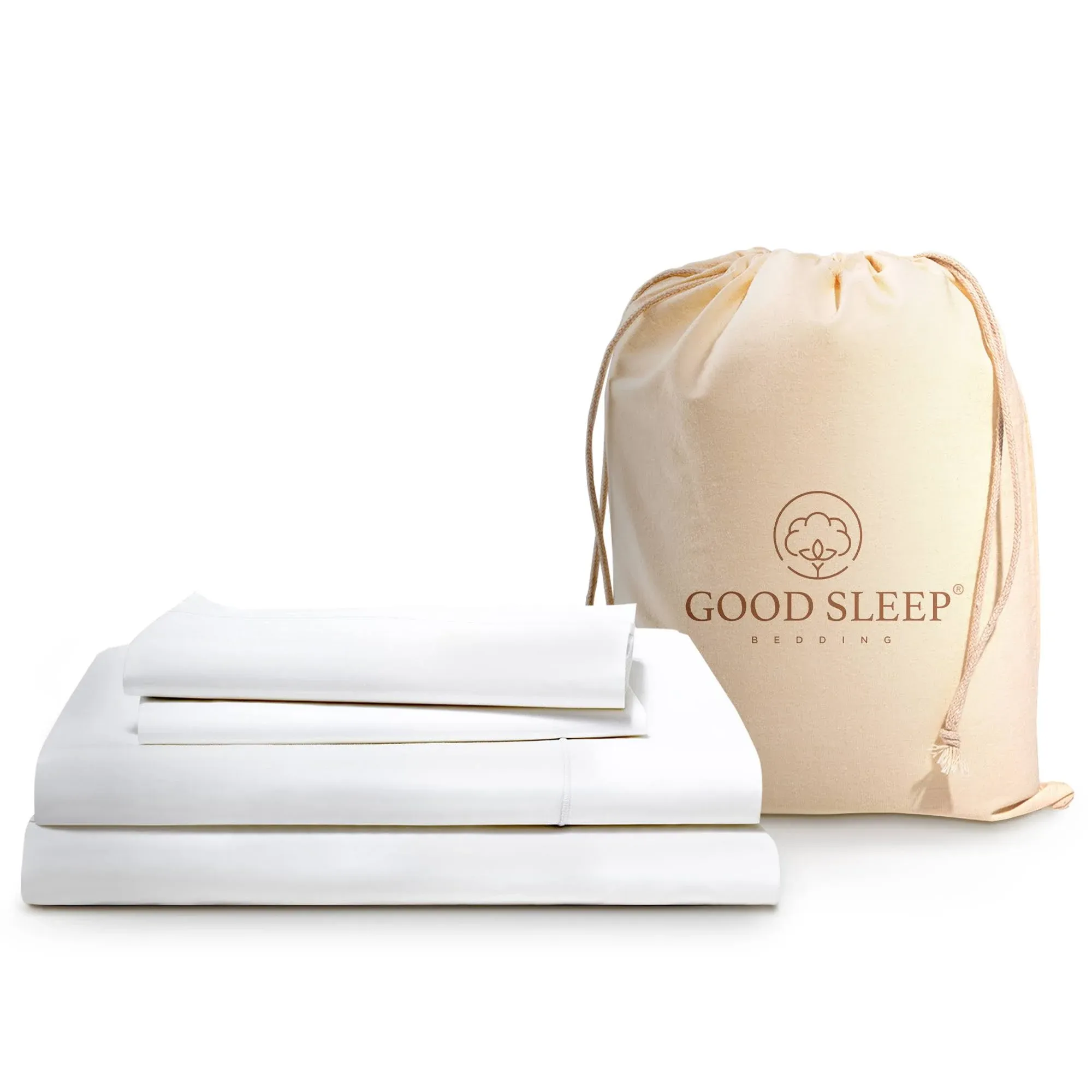 Good Sleep Bedding 800 TC 100% Cotton Bed Sheets Set 4 Pc, Cal King, White for All Age Group