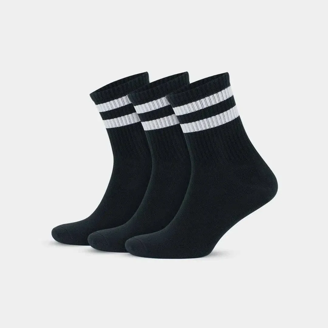 GoWith Cotton Striped Socks for Women | Thin Summer Socks | 3 Pairs | Model: 2501, Women's, Size: Small/Medium, Black