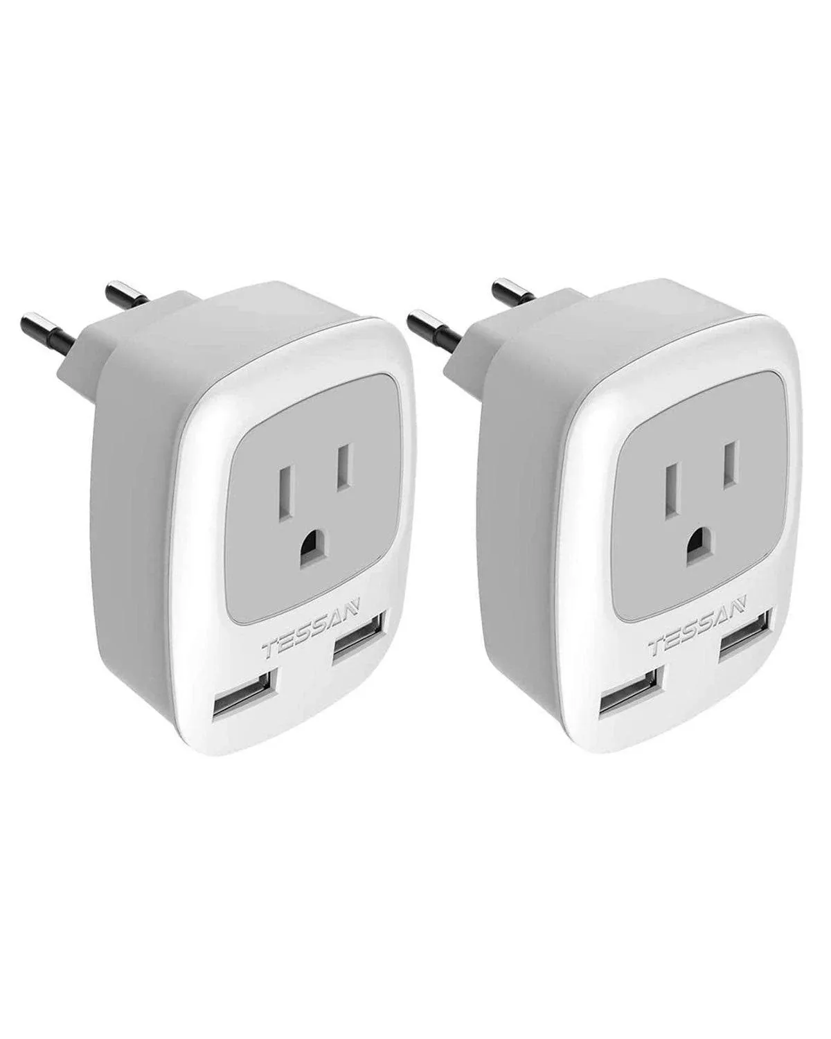 1-Pack European Travel Plug Adapter, VINTAR International Power white 