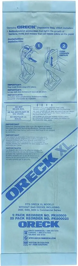 Oreck Commercial Disposable Vacuum Bags, XL Standard Filtration,