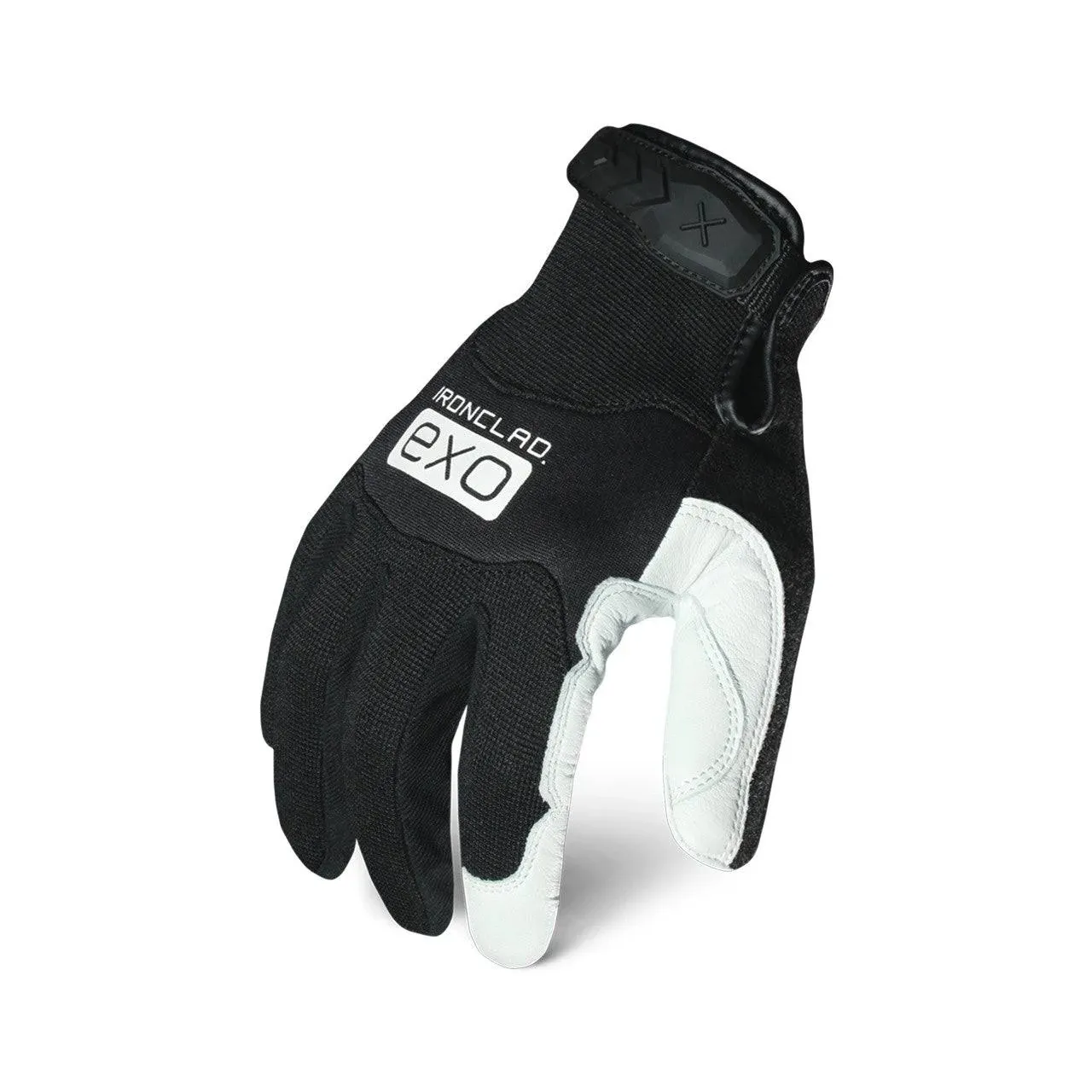 EXO Pro Leather Mechanics Gloves, Single Layer, Neoprene, Full Finger, Black/White, M (8), 1 Pair