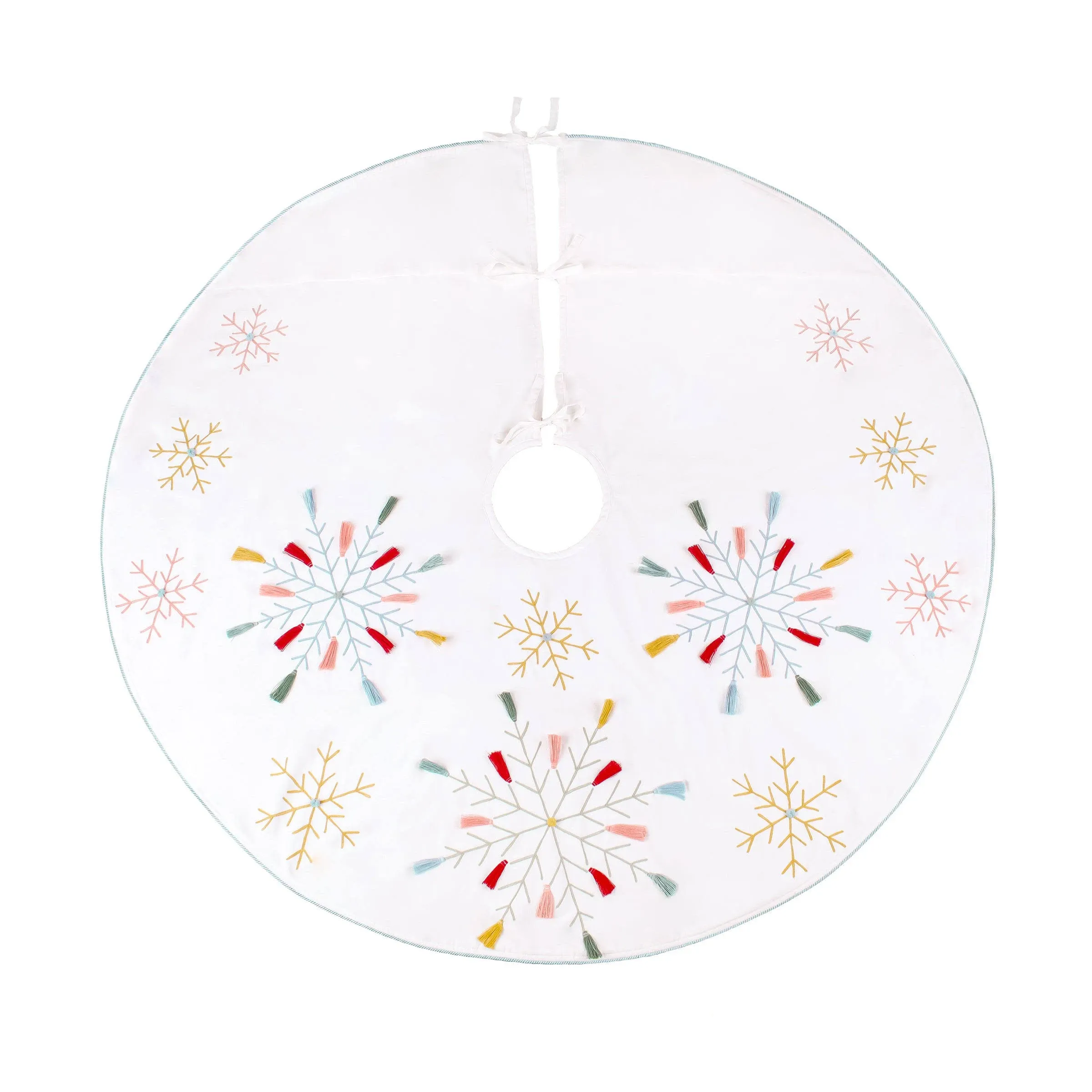 HGTV Home Collection Boho Velvet Snowflake Embroidered Tree Skirt , Multicolor, 54in