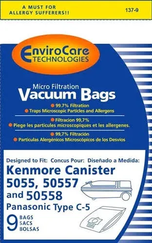 Kenmore Canister Vacuum Bags 50558, 5055, 50557