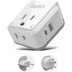 Ceptics India Maldives Power Plug Adapter Travel Set 20W PD & QC Safe Dual USB & USB-C 3.1A - 2 USA Outlet - Compact - Use in Pakistan Nepal Banglade