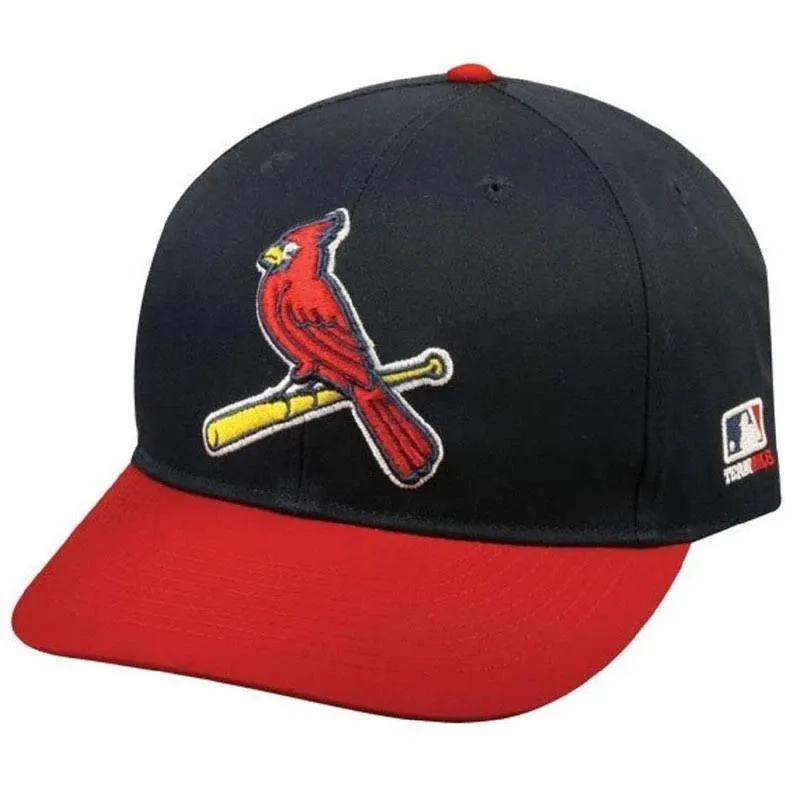 OC Sports Cardinal Hat Cap Blue / Red Bat Logo Team, Black, Large