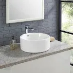 Swiss Madison Vessel Sink 15.31&#034;x15.4 Monaco Round Ceramic Bathroom Glossy White