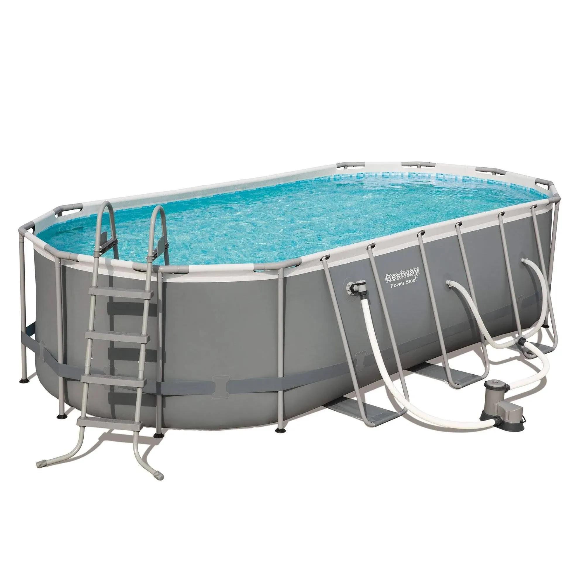 Bestway Power Steel 18' x 9' x 48" Oval Above Ground Outdoor Pool Set