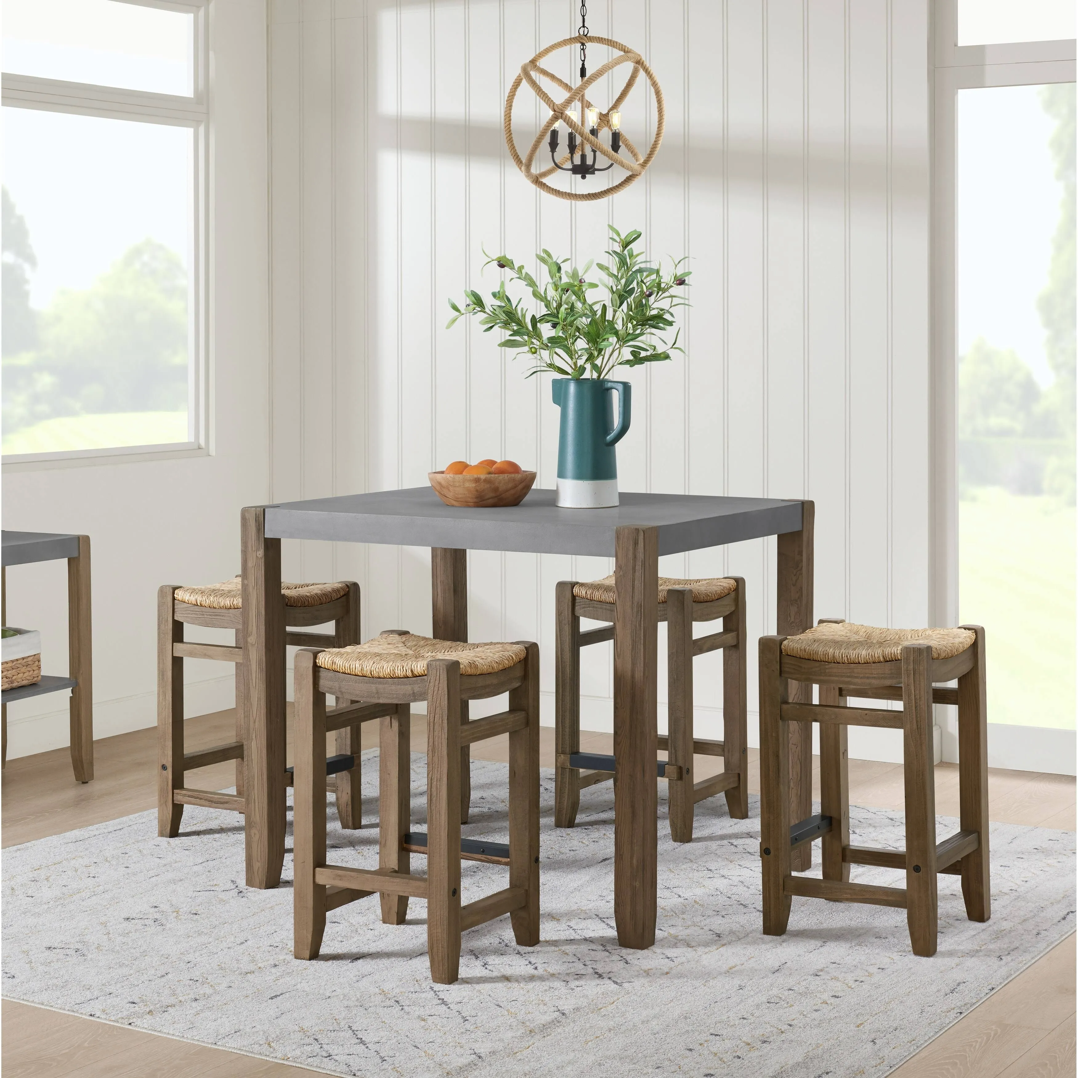 Newport 5-Piece Dining Set With 4-Stools, 36"H Wood Counter-Height Table - Beach Style - Indoor Pub And Bistro Sets - by Bolton Furniture, Inc. | Houzz