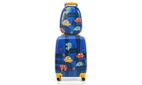 Goplus 2PC Kids Luggage, 12" & 16" Kids Carry On Luggage Set with 4 Spinner Wheels, Lightweight Rolling Spinner Suitcase for Children Toddlers Boys and Girls Travel