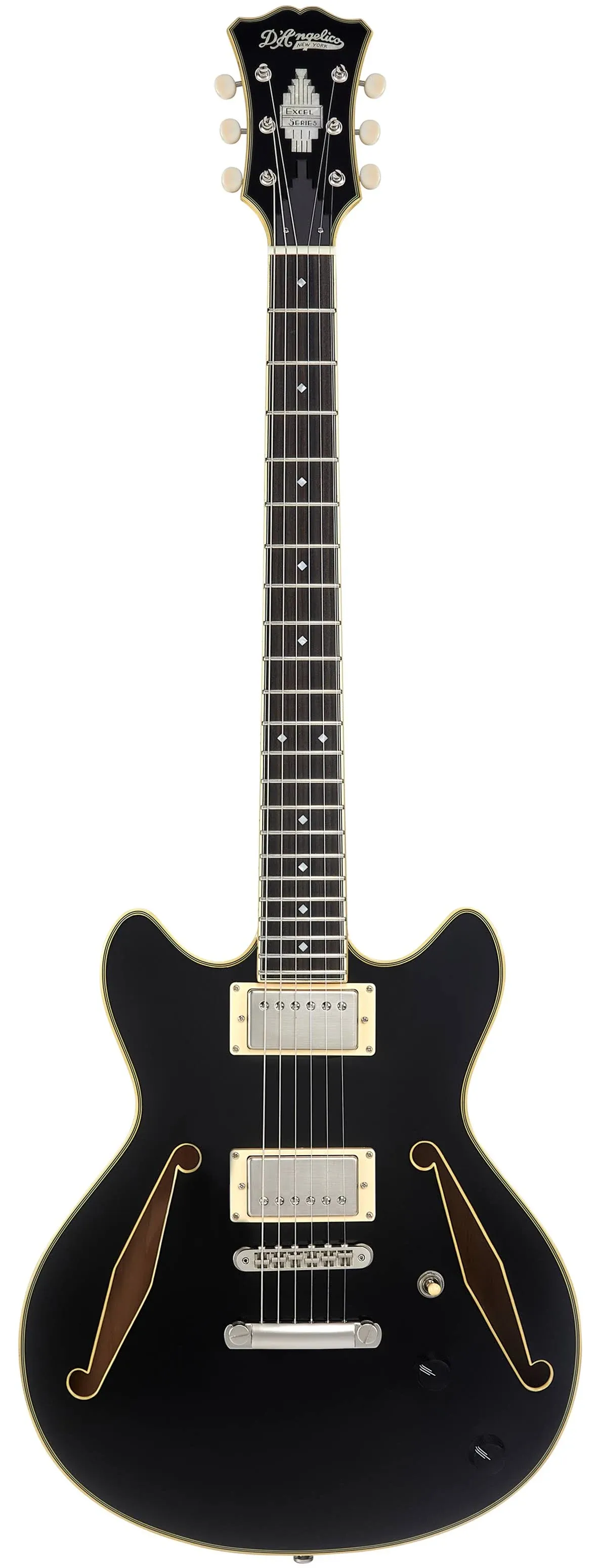 D&#039;Angelico Excel SS Tour Semi-Hollow Guitar - Solid Black