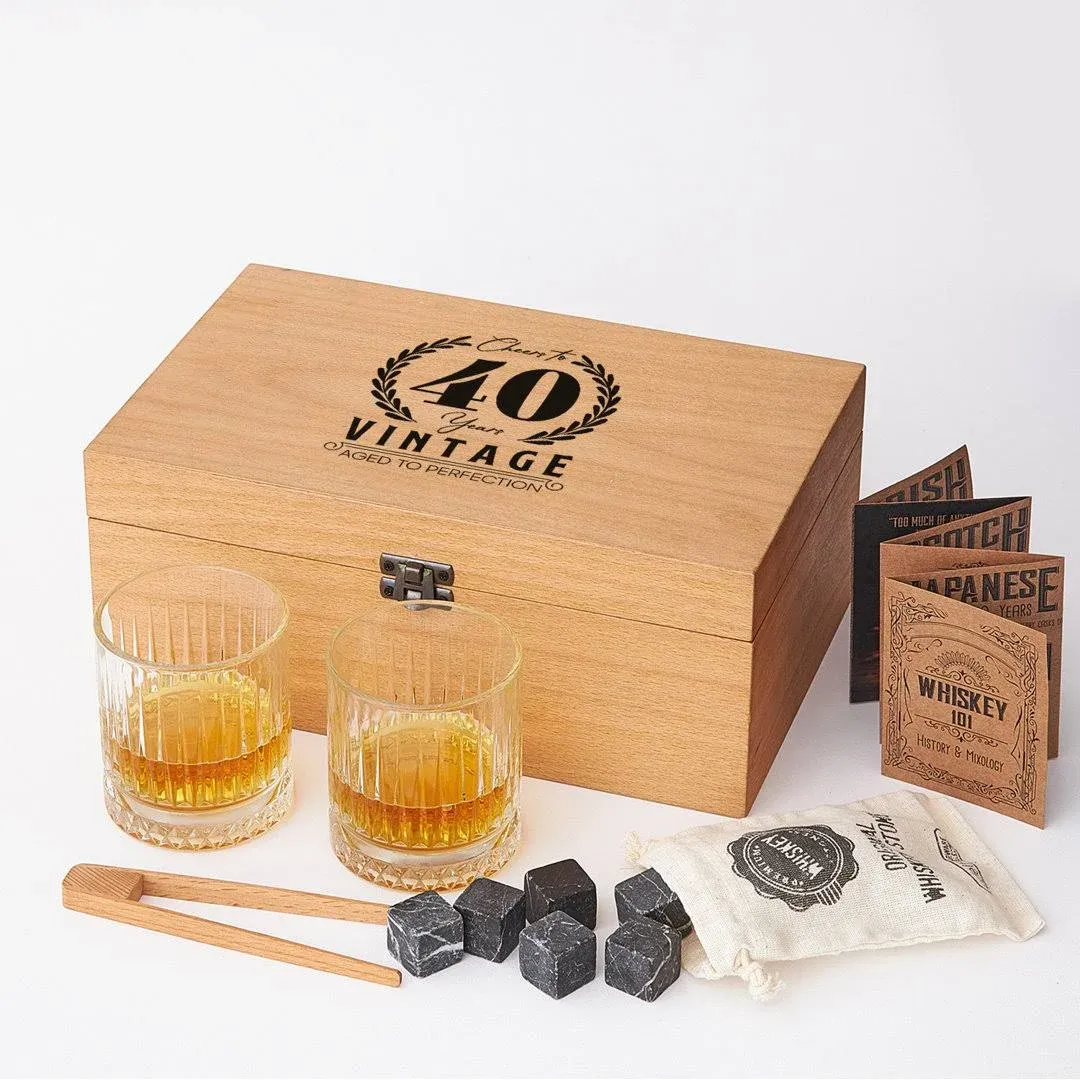 To My Amazing Man Desing Wooden Box Glasgov 2 x Whiskey Glass and Cooling Stones Set