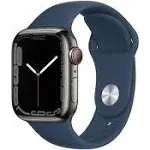 Apple Watch Series 7 (GPS + Cellular) 41mm Graphite Stainless Steel Case with Abyss Blue Sport Band