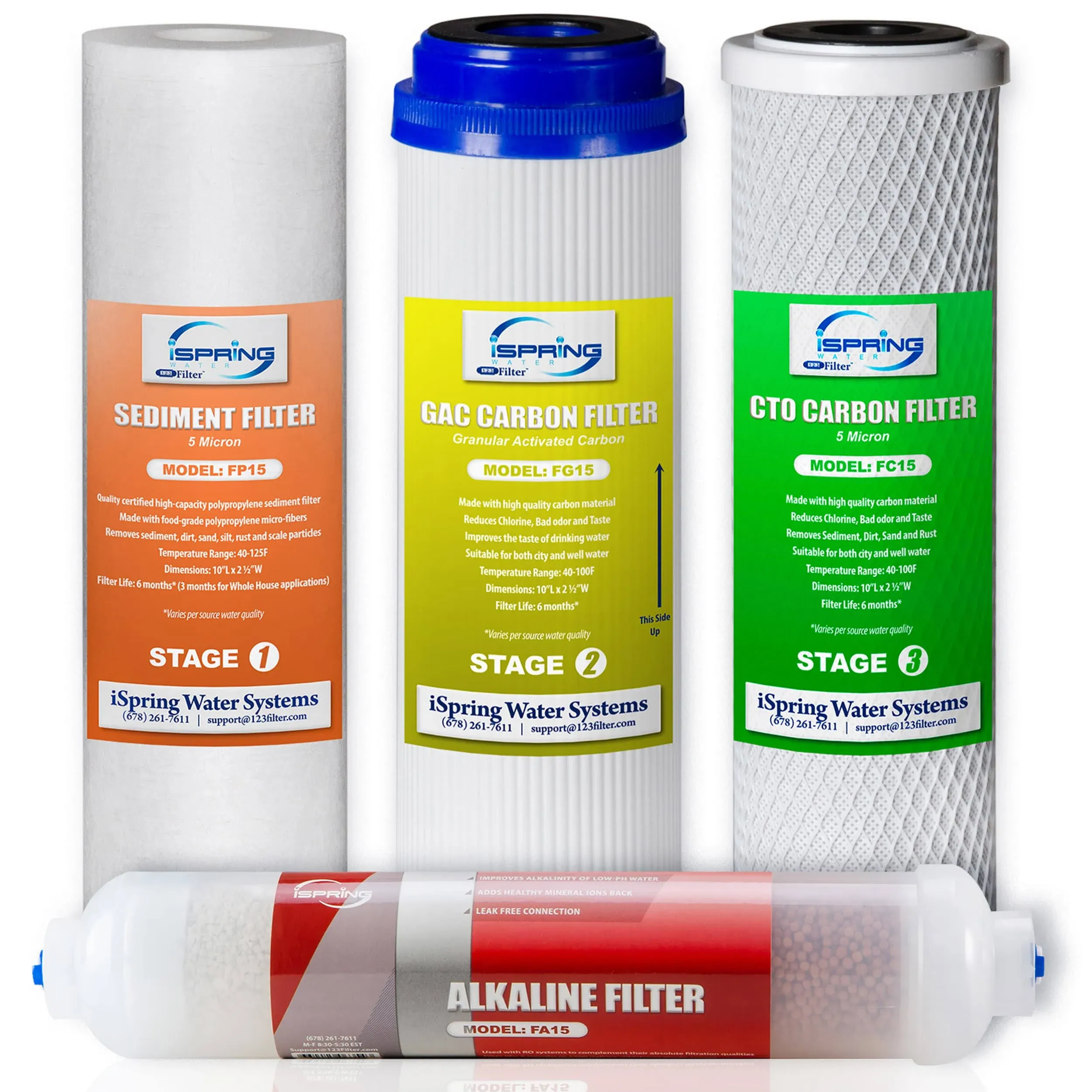 iSpring 4-Pack Carbon Block Under Sink/Wall Replacement Filter | F4AK