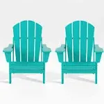 WestinTrends All-Weather Contoured Outdoor Poly Folding Adirondack Chair (Set of 2) Turquoise