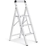 Aluminium 3 Step Ladder Lightweight Step Stool with Non-Slip Pedals Handrail ...