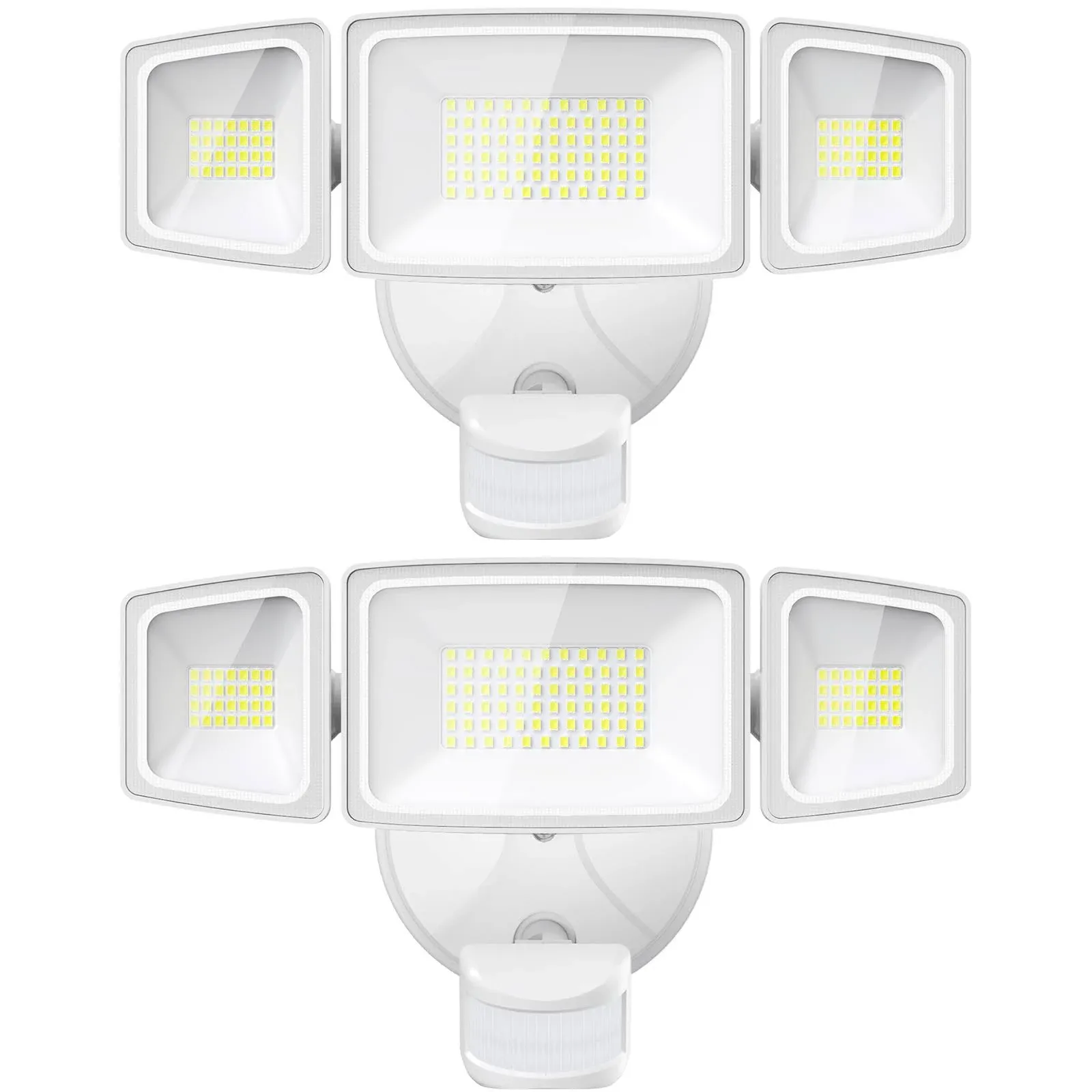 2 Pack 55W LED Motion Sensor Outdoor Lights, 5500LM 6500K IP65 Waterproof Sec...