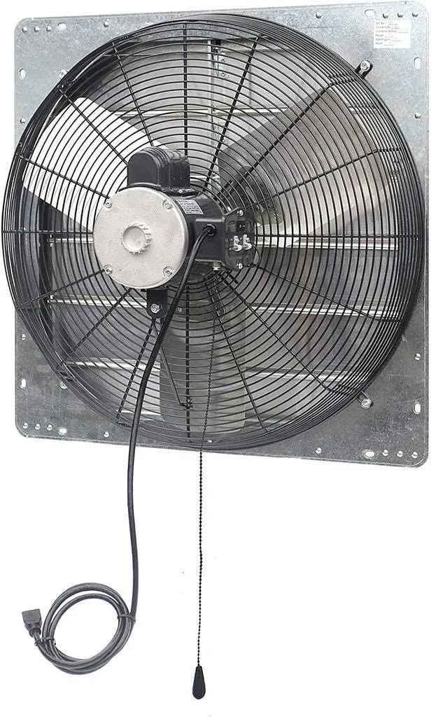 iLIVING ILG8SF24V-T 24 inch Shutter Exhaust Attic Garage Grow, Ventilation Fan with 2 Speed Thermostat 6 Foot Long 3 Plugs Cord, 24" - Variable, Silver