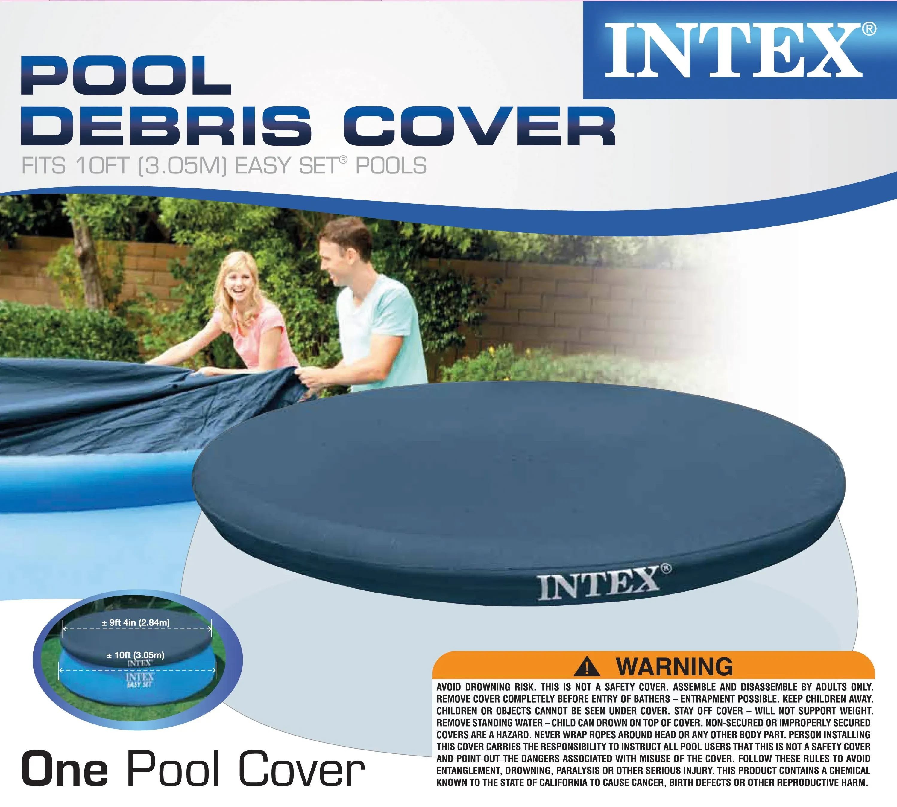 Intex 10 Foot Easy Set Round Above Ground Swimming Pool Debris Vinyl Cover, Blue