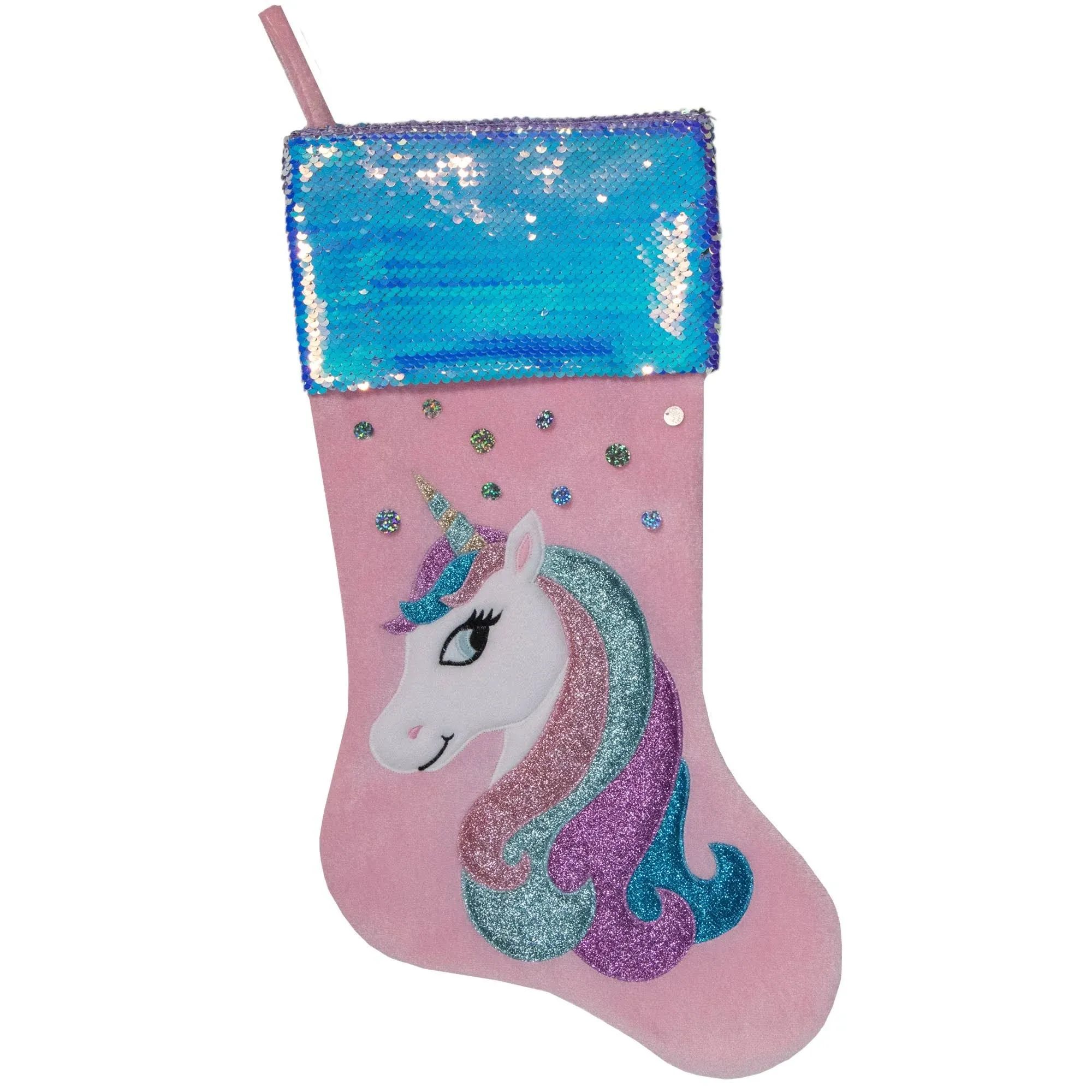 Northlight Velvet Unicorn with Sequins Christmas Stocking, 20.5", Pink