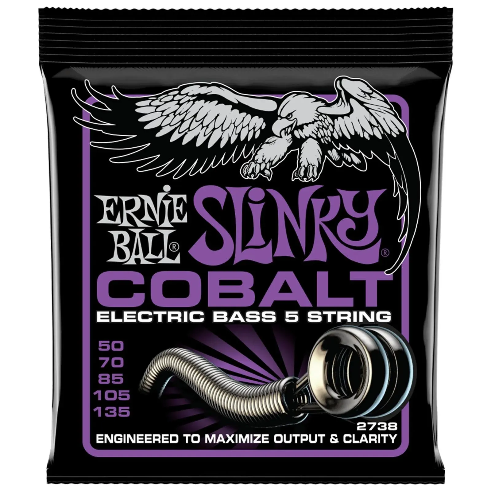 Ernie Ball 2738 5-String Power Slinky Cobalt Electric Bass Strings, 50-135