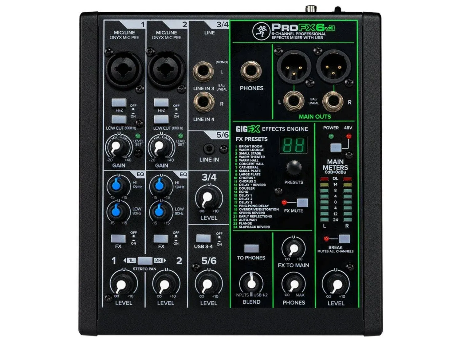 Mackie ProFX6v3 6 Channel Professional Effects Mixer with USB