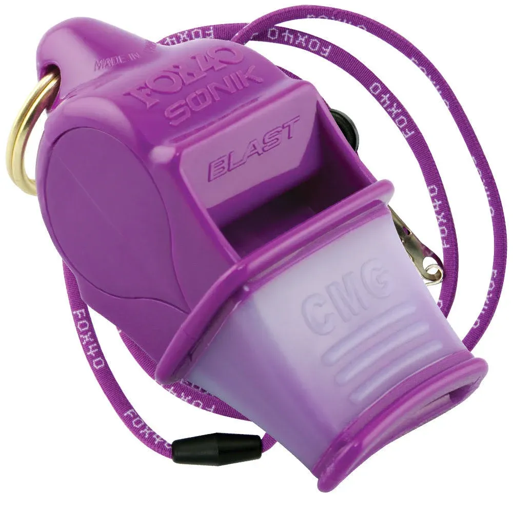 PURPLE Fox 40 SONIK BLAST CMG Whistle Official Coach Safety Rescue FREE LANYARD