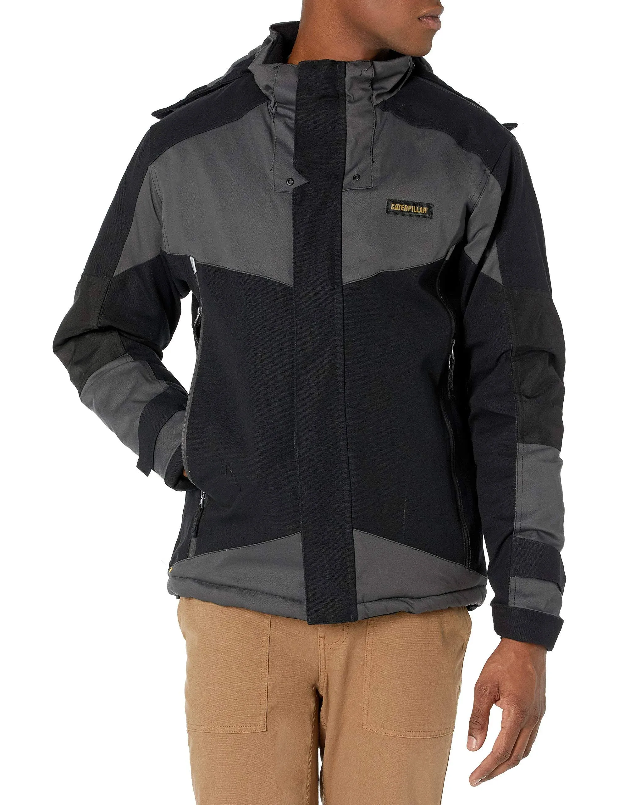 Caterpillar Men's Triton Insulated Jackets with Waterproof Shell, 2-Way Front Zipper, and Removable Adjustable Hood