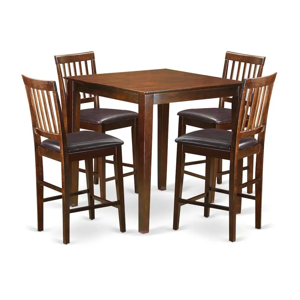 East West Furniture 5 PC Counter Height Table-Square Gathering Table and 4 Stools