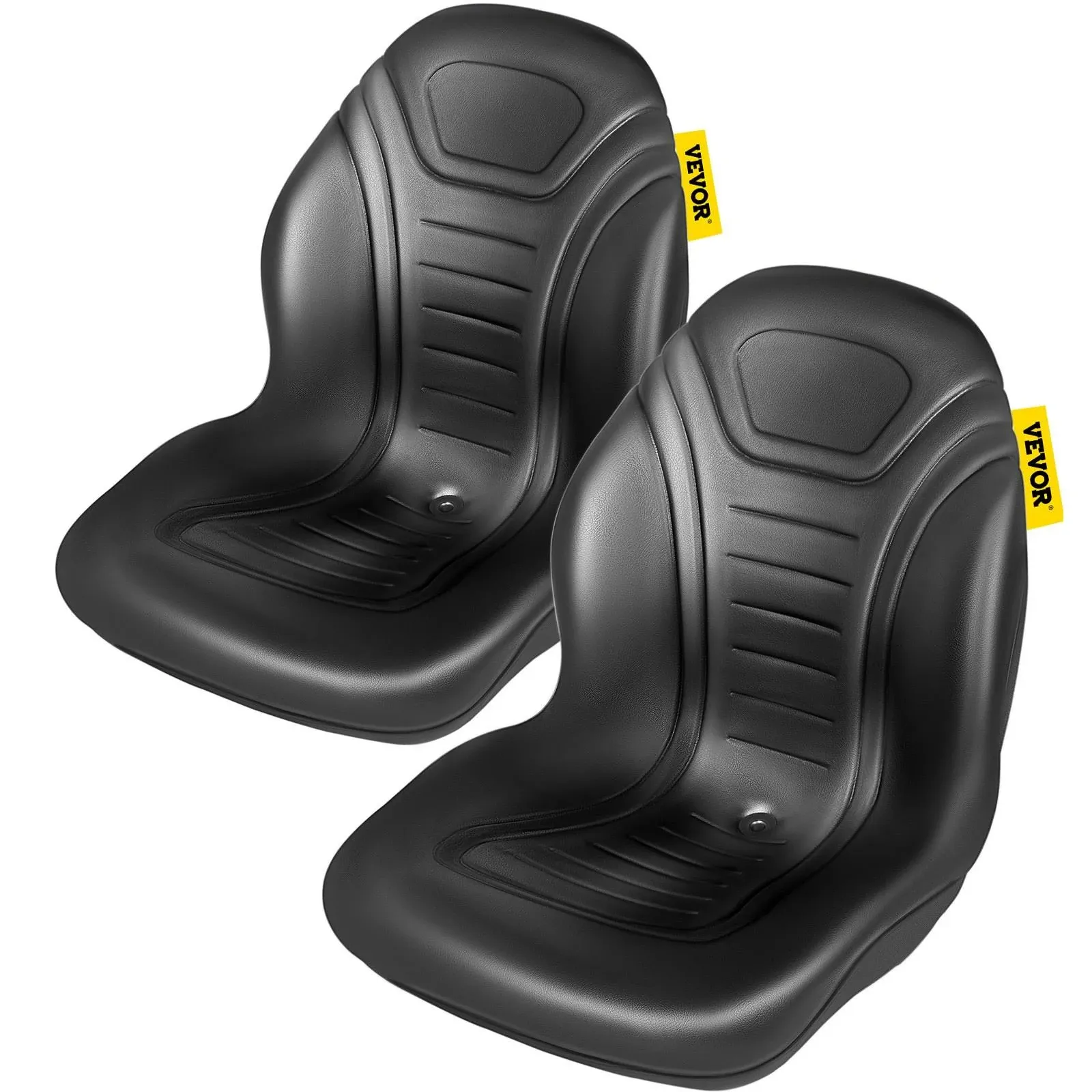 VEVOR 18.8 x 23.1 x 20.6 in. Universal Tractor Seat with Central Drain Hole Vinyl Compact High Back Mower Seat Pair, Black MCYZH4T0DTYI2AENCV0