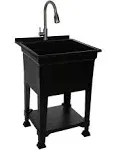 UTILITYSINKS USA-Made Plastic Freestanding 24 in x 24-Inch UtilityTub Heavy Duty Compact Utility Sink Ideal for Workshop, Laundry Room, Garage, Greenhouse, Pet Wash Station (Black)