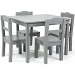 Humble Crew Kids Wood Table and 4 Chair Set Grey